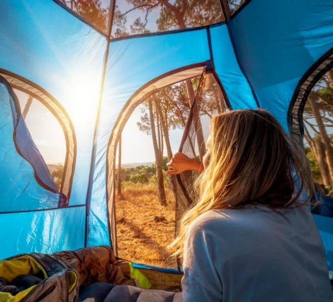 Tent camping at the campsite